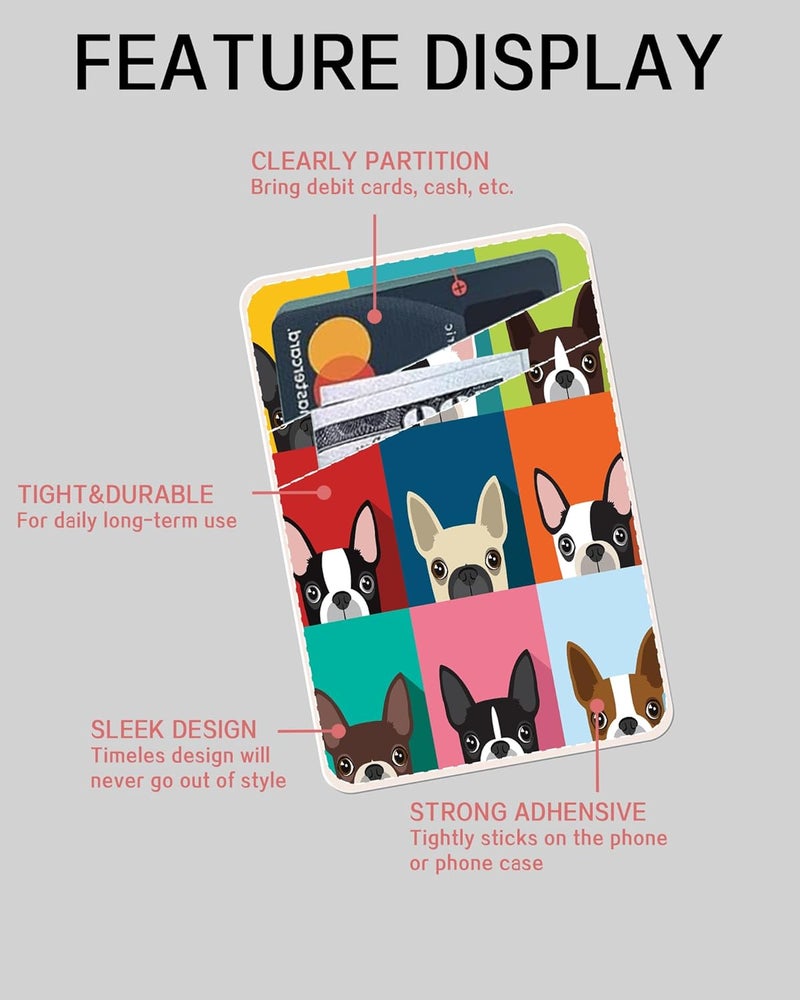 AOHRO Dual Pocket Leather Phone Wallet, Adhesive Stick On, Cute & Funny Dogs Design - Image 5